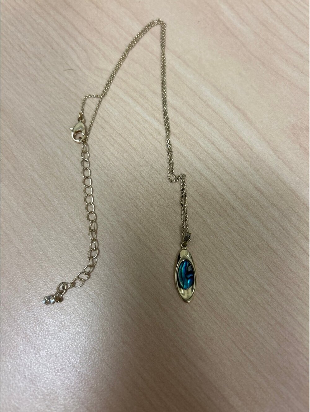Minimalist Abstract Abalone On Gold Chain